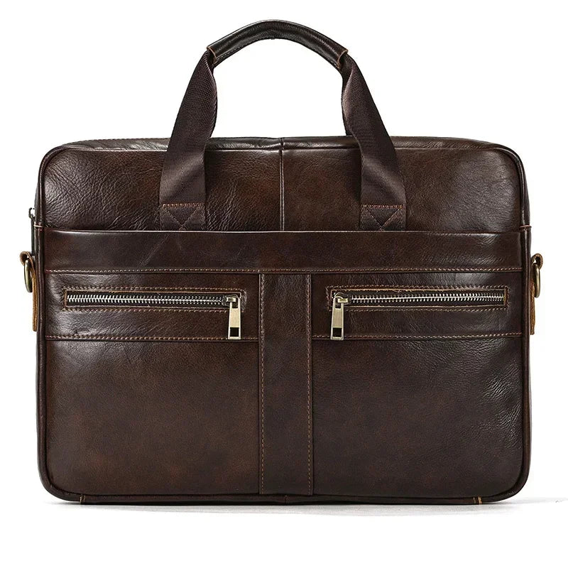Men’s Leather Briefcase – 14 Inch Business Document Bag