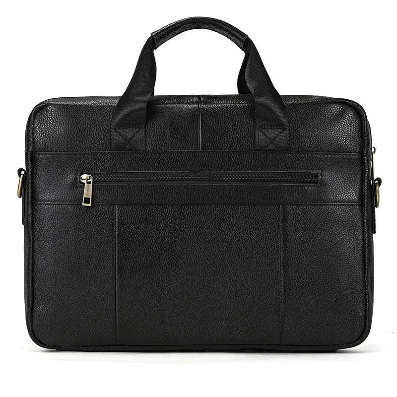 Men’s Leather Briefcase – 14 Inch Business Document Bag