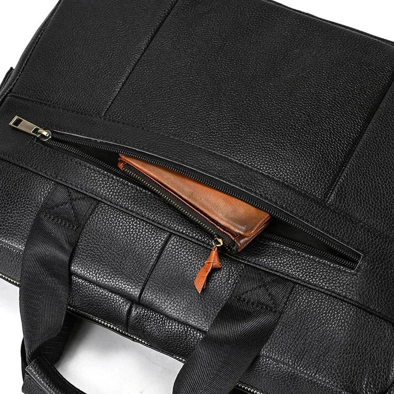Men’s Leather Briefcase – 14 Inch Business Document Bag