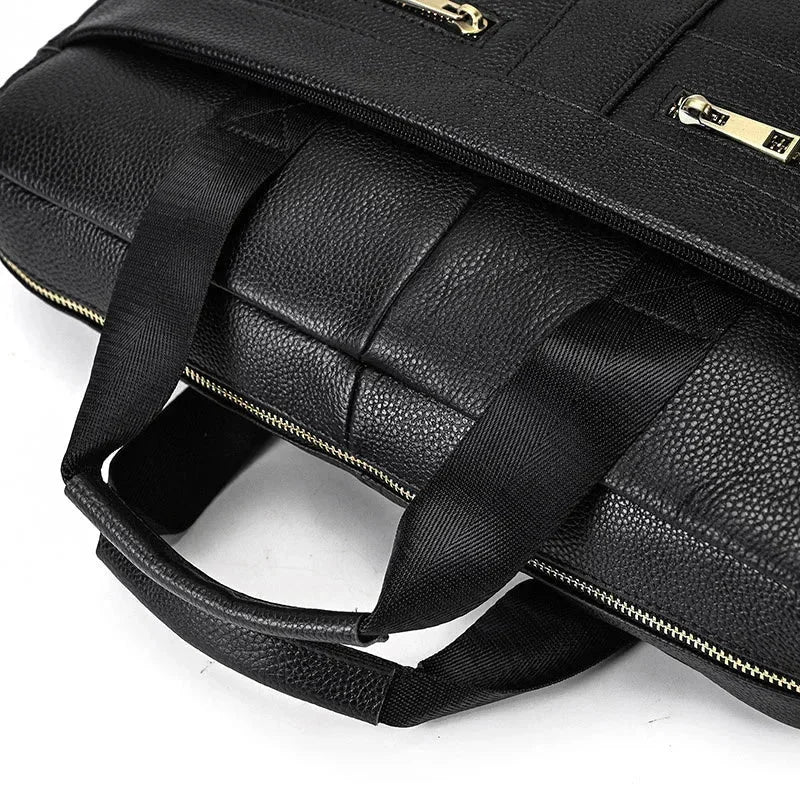 Men’s Leather Briefcase – 14 Inch Business Document Bag
