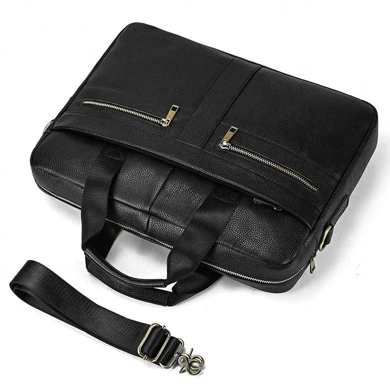 Men’s Leather Briefcase – 14 Inch Business Document Bag