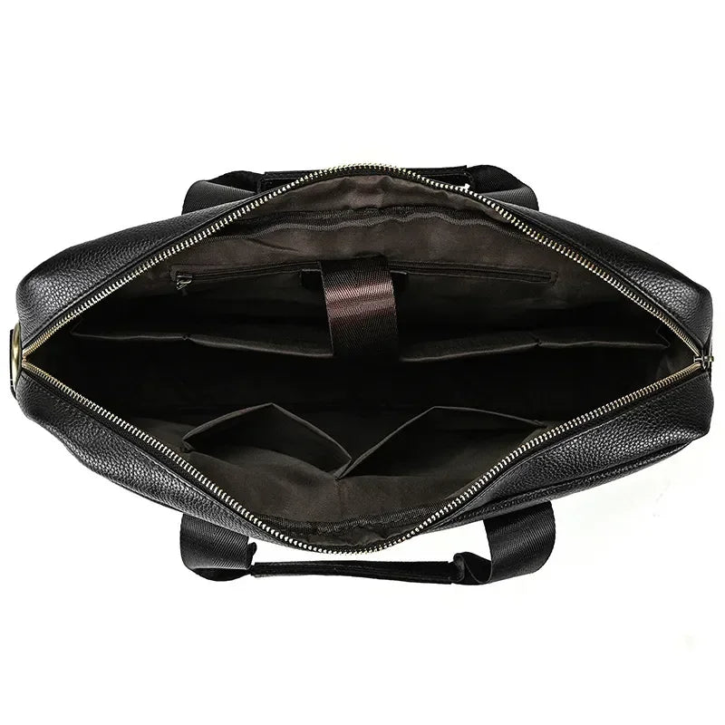 Men’s Leather Briefcase – 14 Inch Business Document Bag