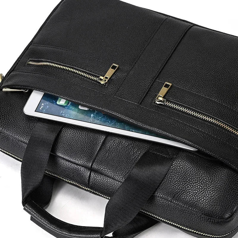Men’s Leather Briefcase – 14 Inch Business Document Bag
