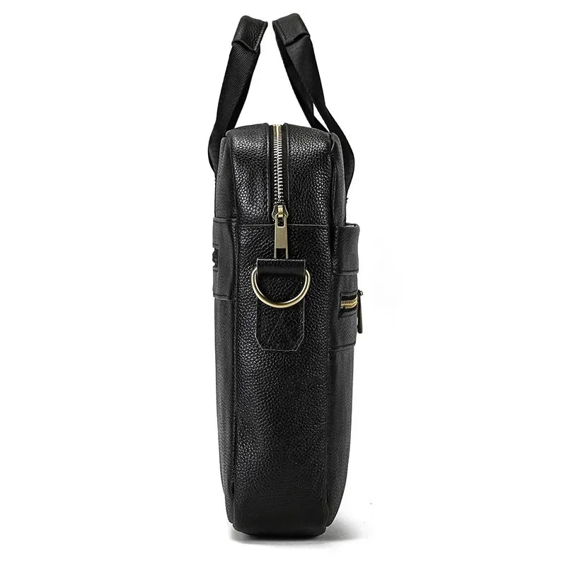 Men’s Leather Briefcase – 14 Inch Business Document Bag