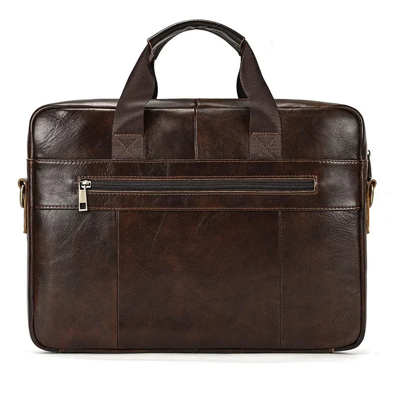 Men’s Leather Briefcase – 14 Inch Business Document Bag