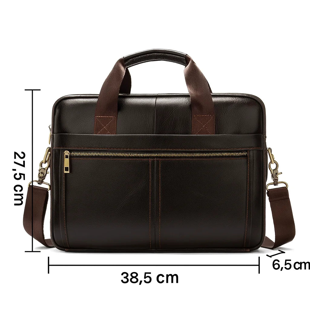 Men’s Leather Briefcase – 14 Inch Business Laptop Work Bag