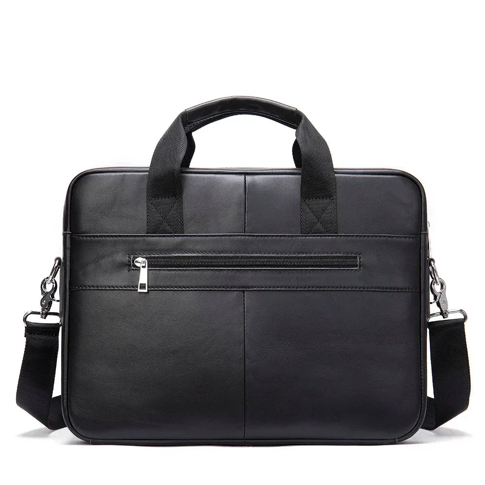 Men’s Leather Briefcase – 14 Inch Business Laptop Work Bag