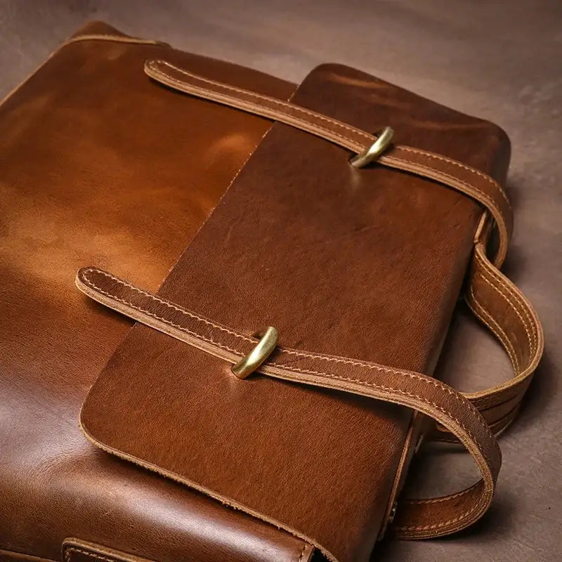 Men’s Leather Briefcase - 15’’ Laptop Flap Work Bag