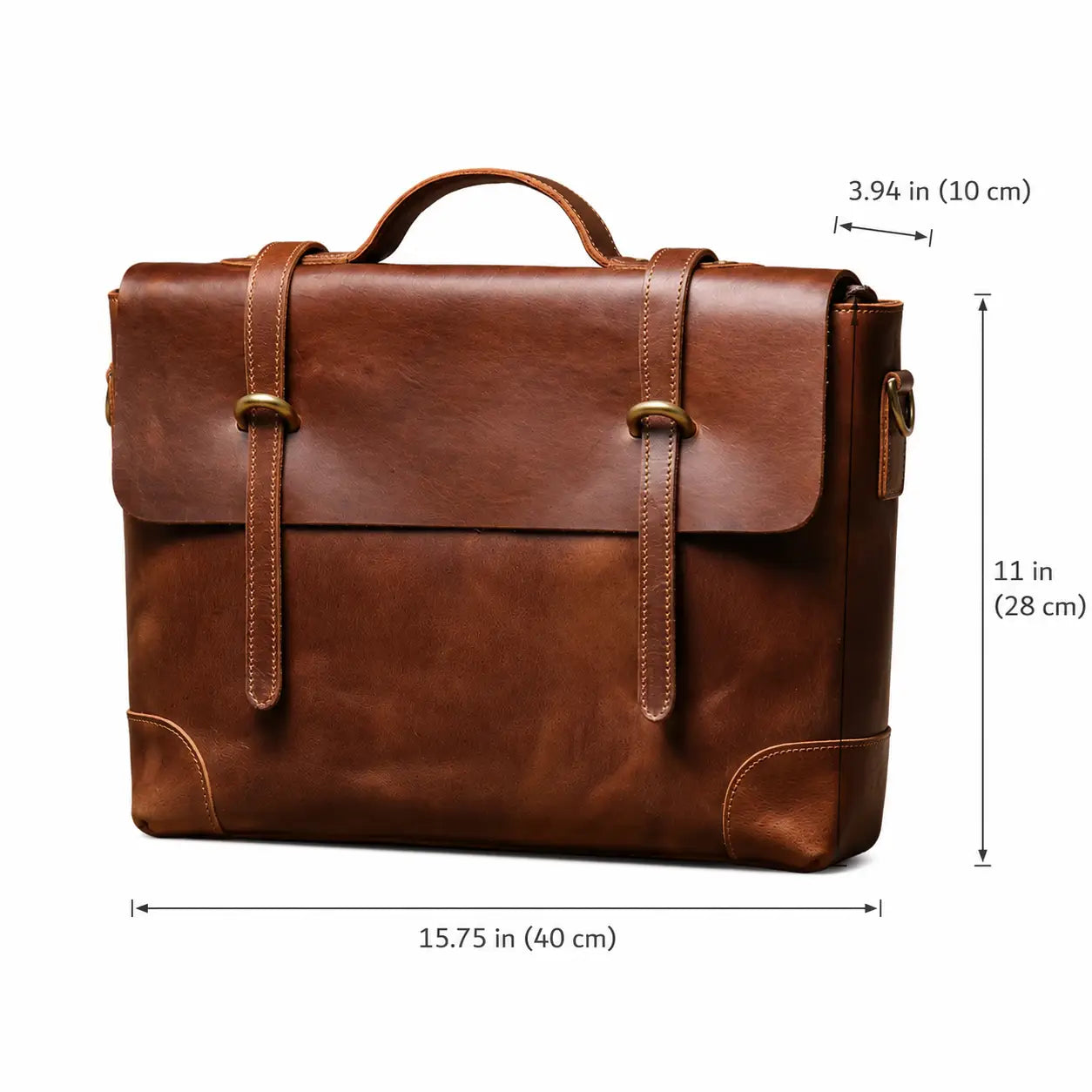 Men’s Leather Briefcase - 15’’ Laptop Flap Work Bag