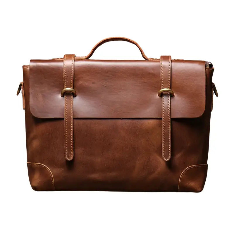 Men’s Leather Briefcase - 15’’ Laptop Flap Work Bag