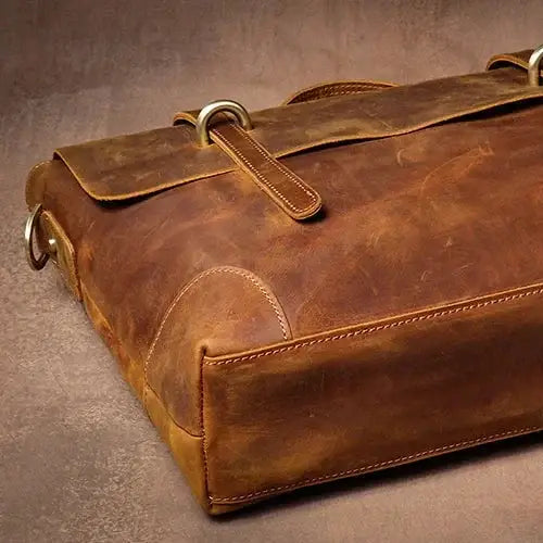 Men’s Leather Briefcase - 15’’ Laptop Flap Work Bag