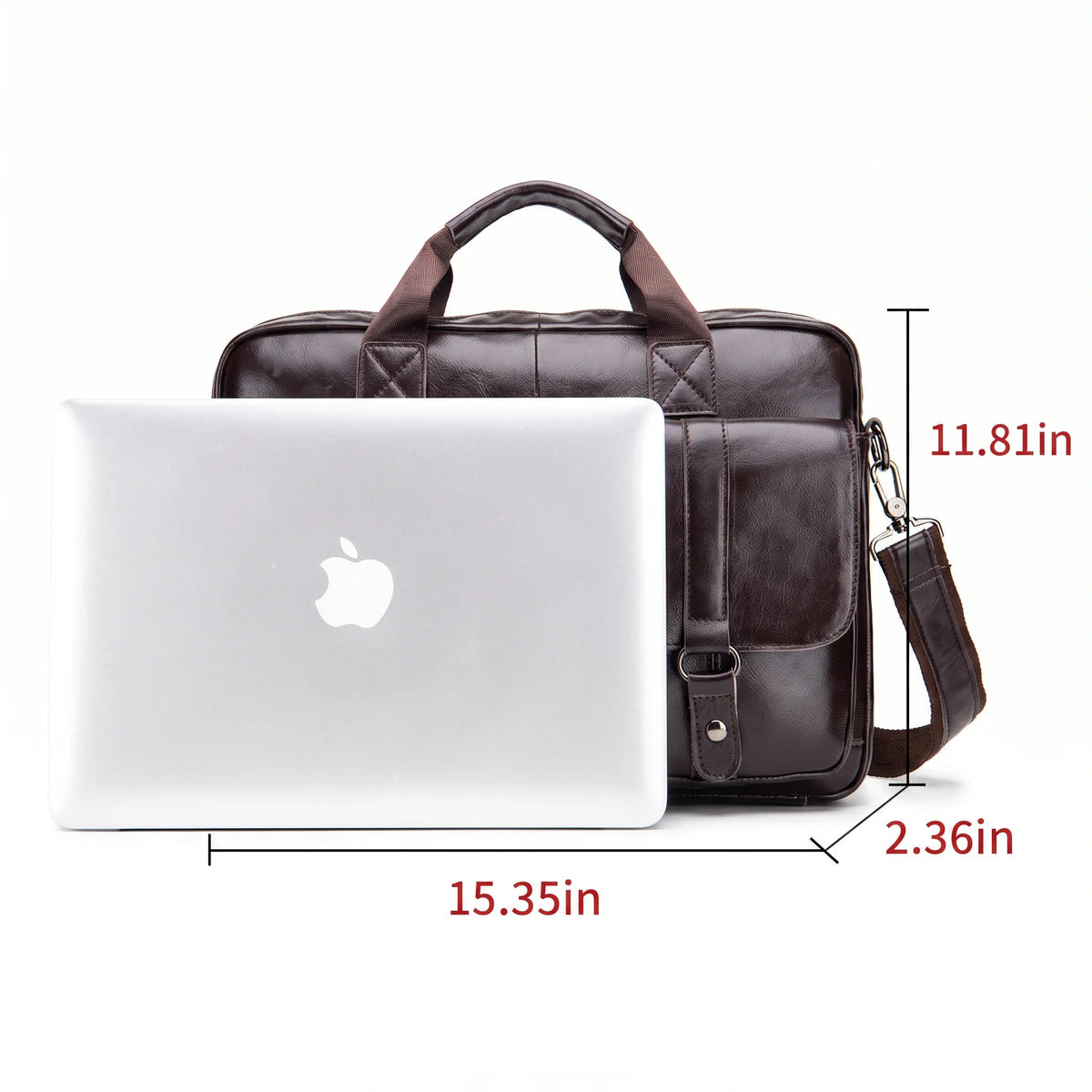 Men’s Leather Briefcase - Dual Buckle Flap Laptop Bag