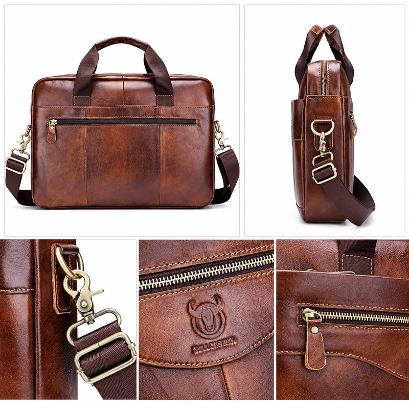 Men’s Leather Briefcase – Professional 15″ Laptop Business Bag