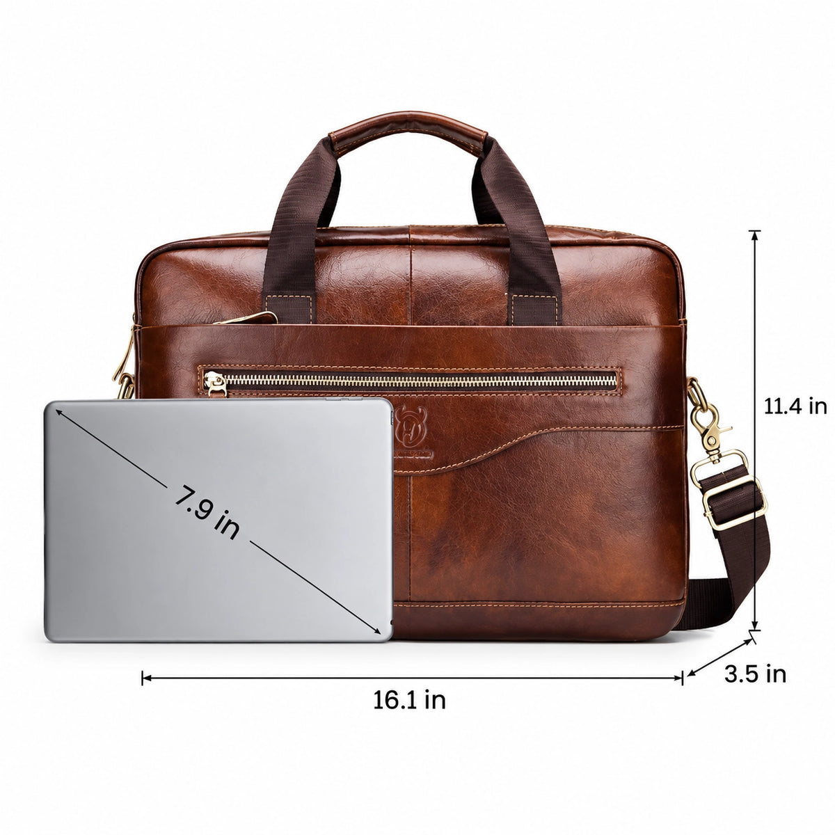 Men’s Leather Briefcase – Professional 15″ Laptop Business Bag