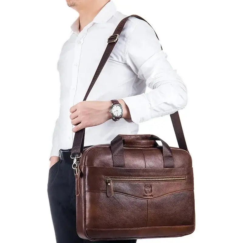 Men’s Leather Briefcase – Professional 15″ Laptop Business Bag