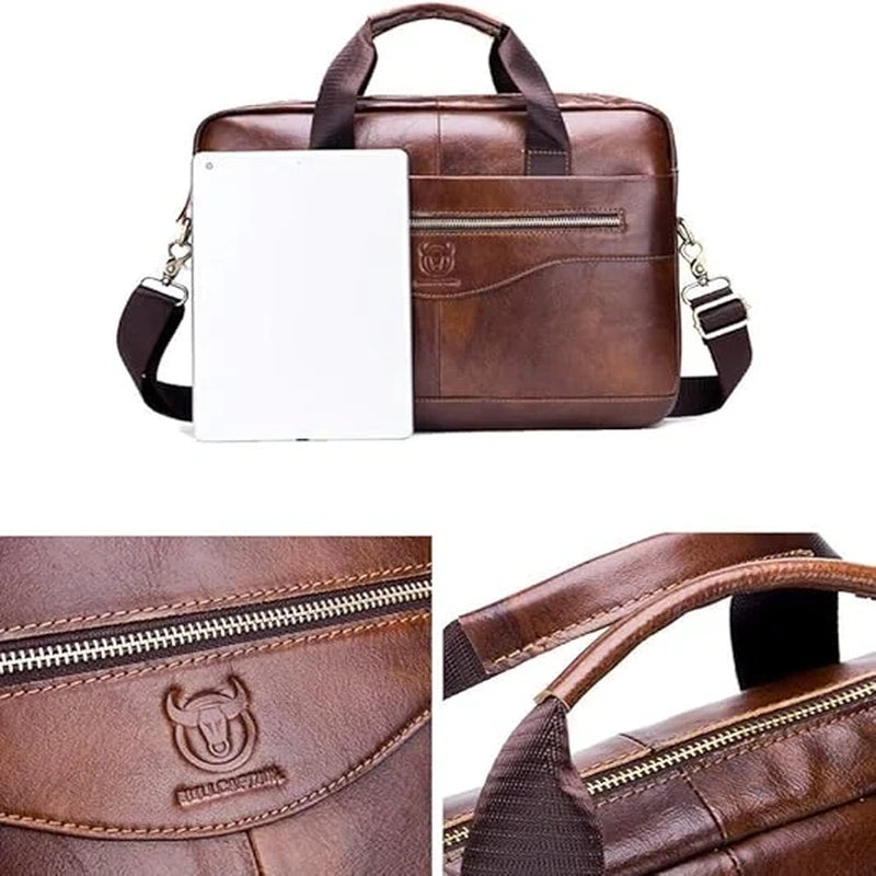 Men’s Leather Briefcase – Professional 15″ Laptop Business Bag