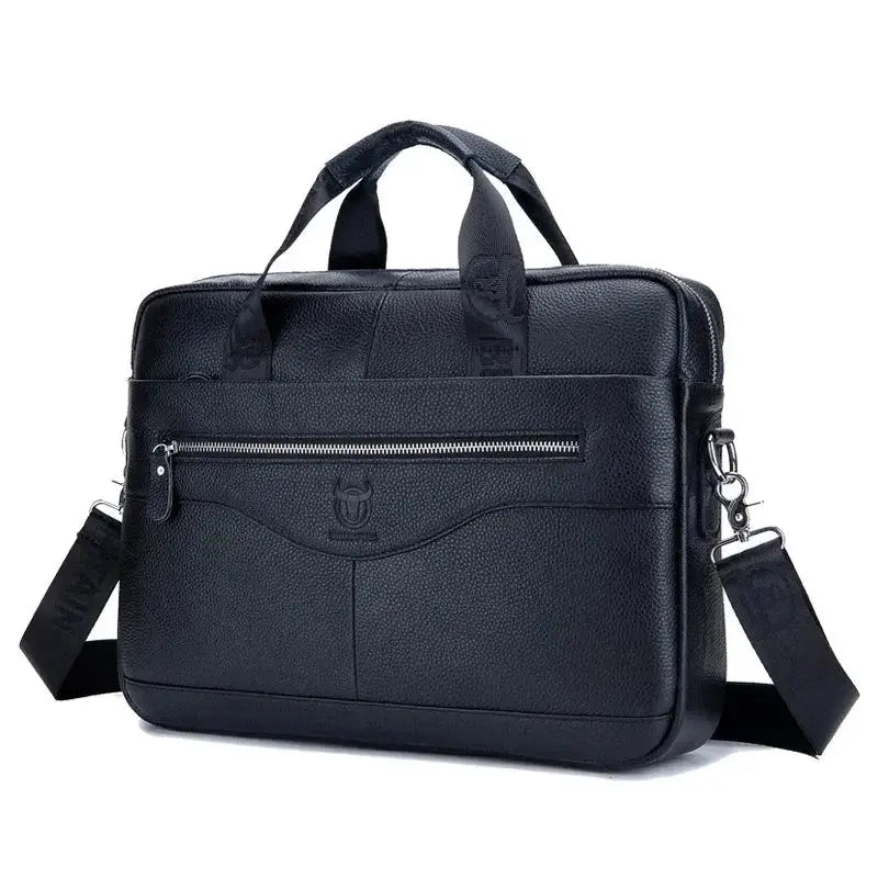 Men’s Leather Briefcase – Professional 15″ Laptop Business Bag - Black