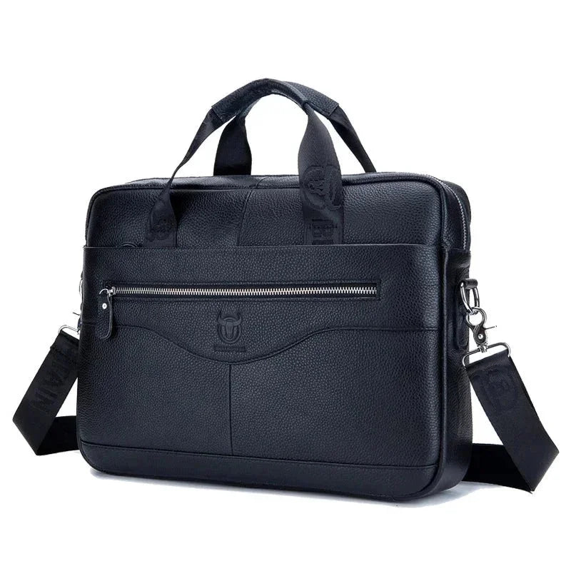 Men’s Leather Briefcase – Professional 15″ Laptop Business Bag - Black
