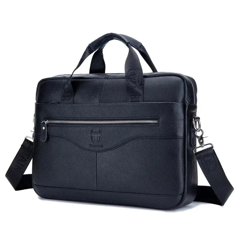 Men’s Leather Briefcase – Professional 15″ Laptop Business Bag - Black