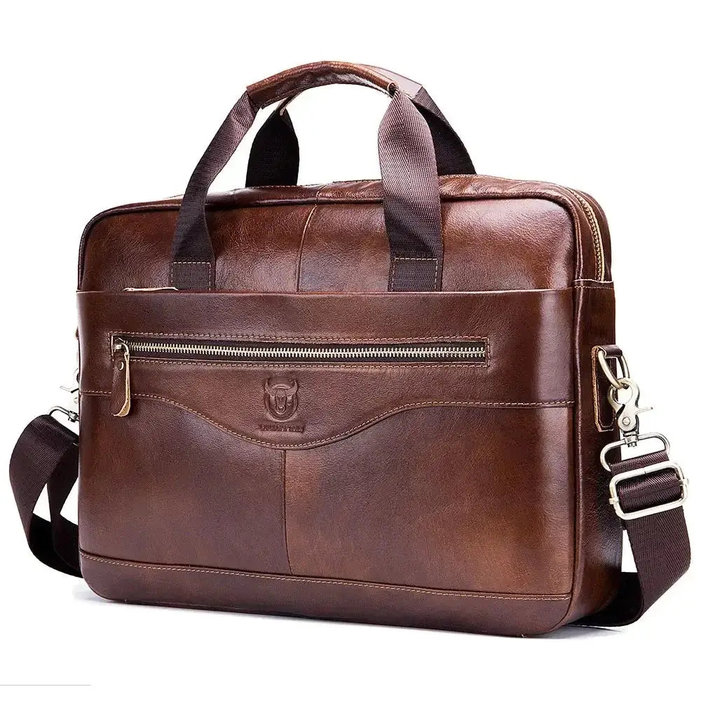 Men’s Leather Briefcase – Professional 15″ Laptop Business Bag - Brown