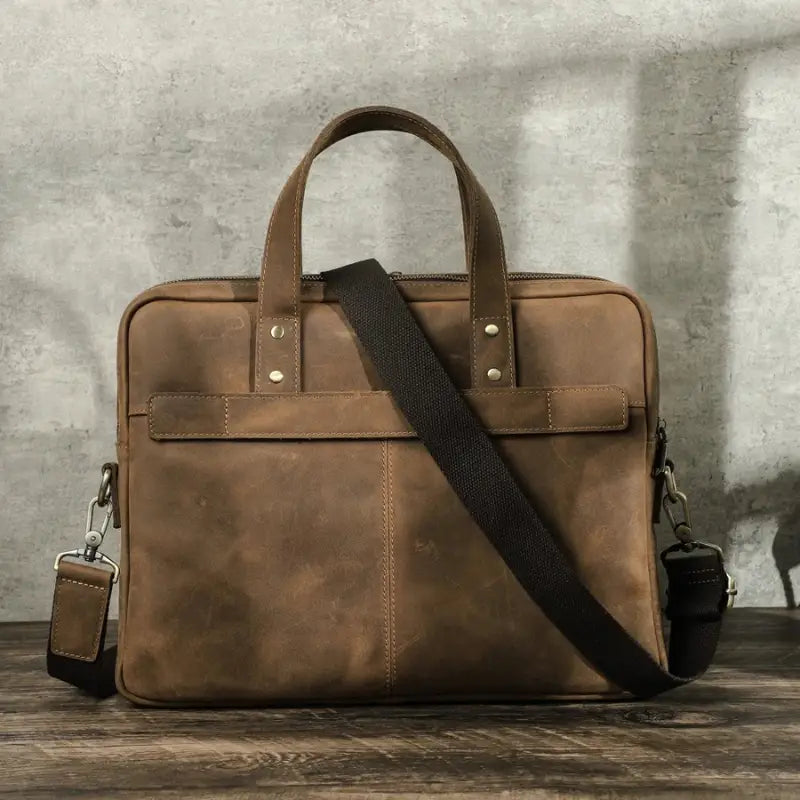 Men’s Leather Briefcase – Slim Crazy Horse 16’’ Laptop Bag