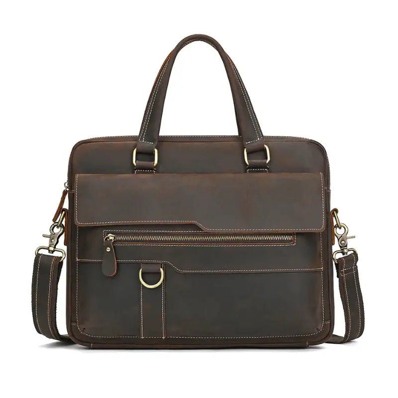 Men’s Leather Briefcase - Slim Full-Grain Work Bag