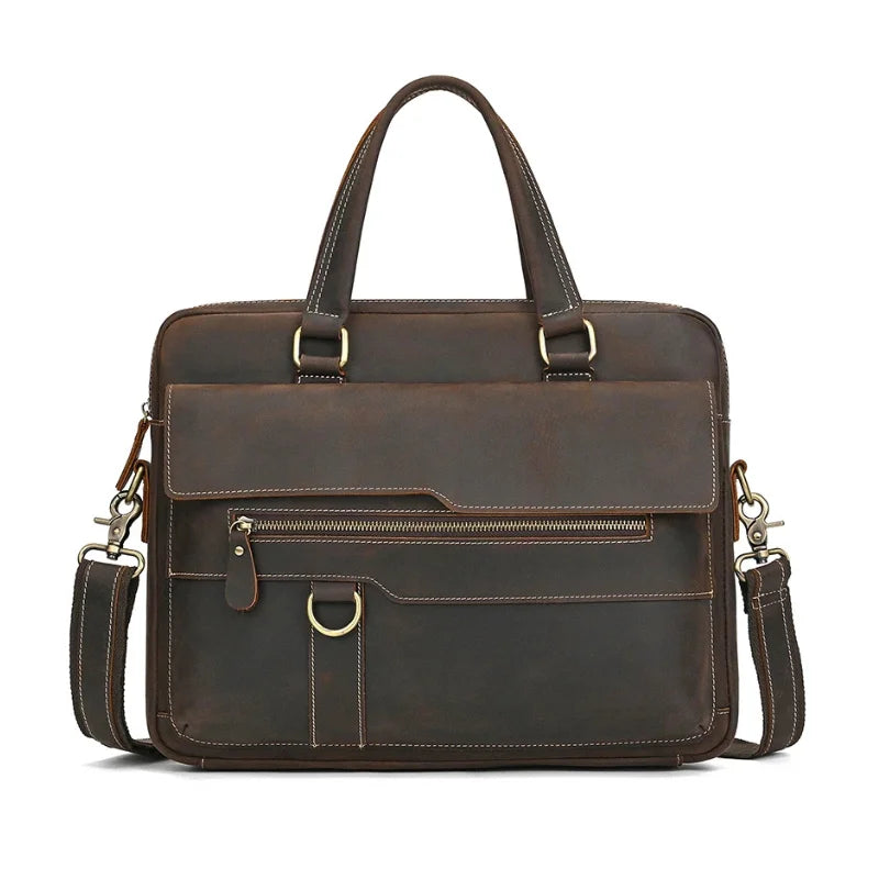Men’s Leather Briefcase - Slim Full-Grain Work Bag