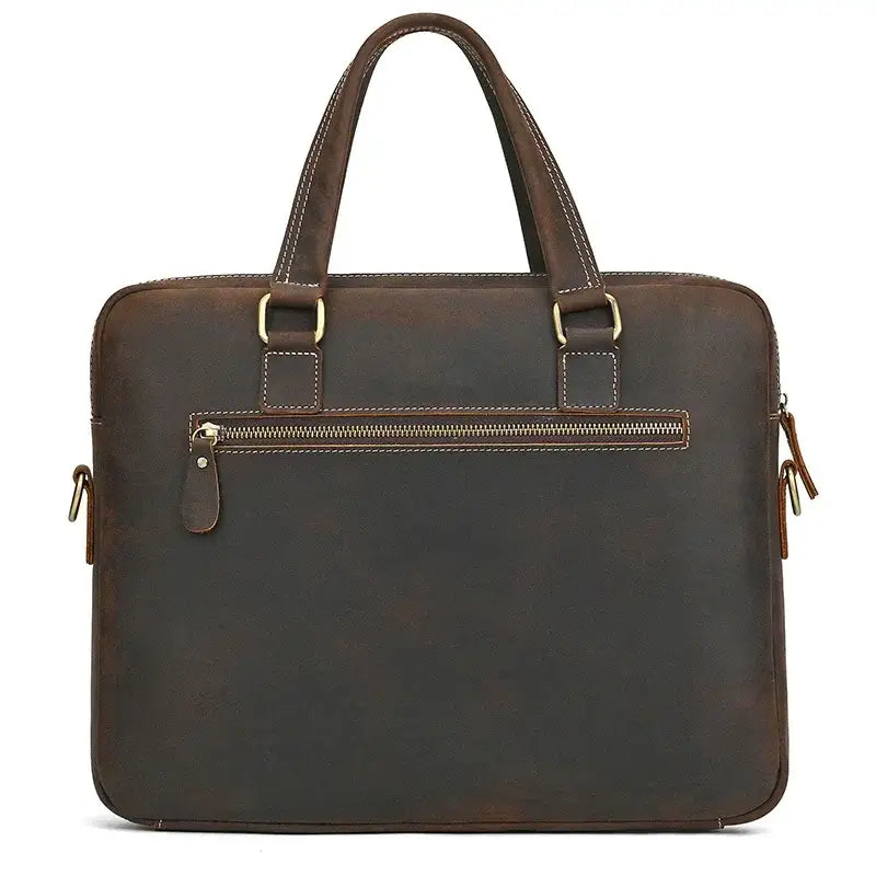 Men’s Leather Briefcase - Slim Full-Grain Work Bag