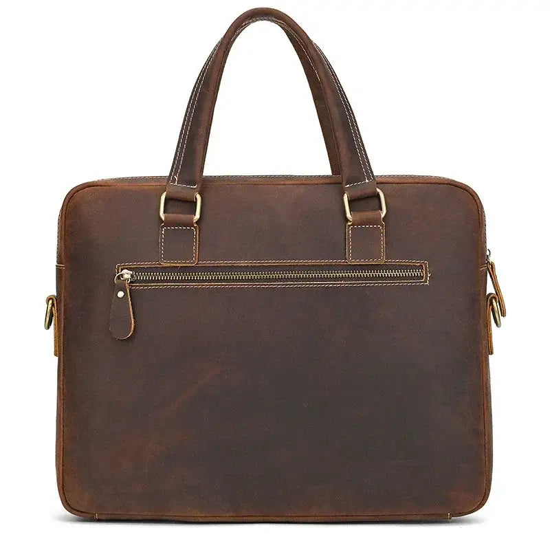 Men’s Leather Briefcase - Slim Full-Grain Work Bag