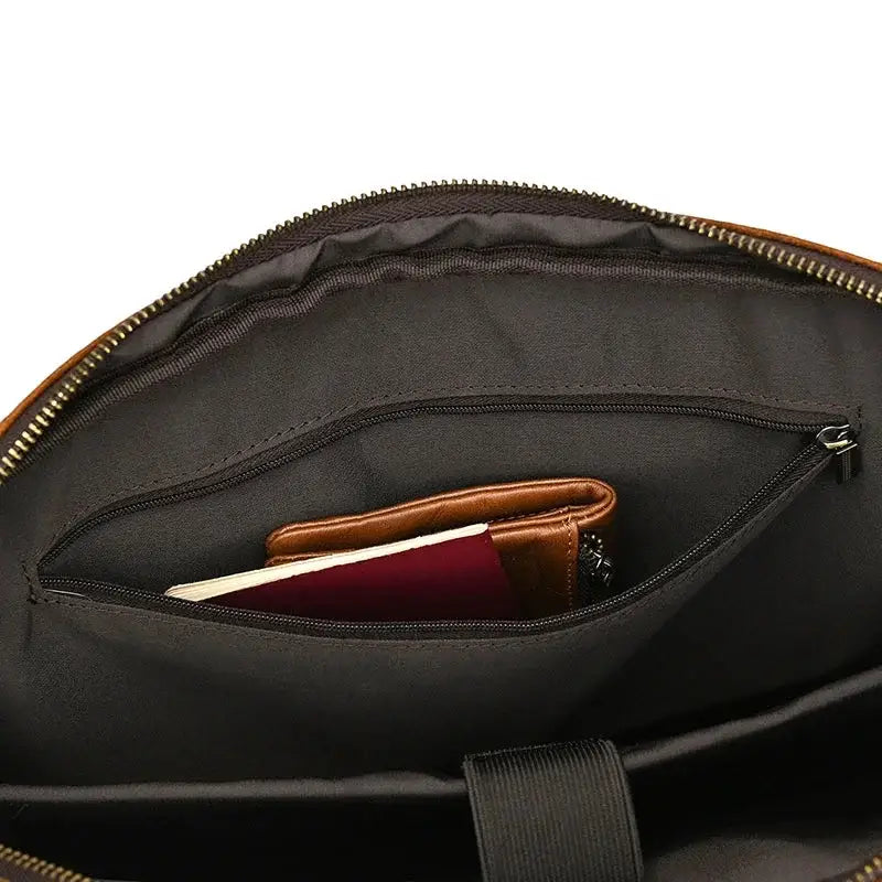 Men’s Leather Briefcase - Slim Full-Grain Work Bag