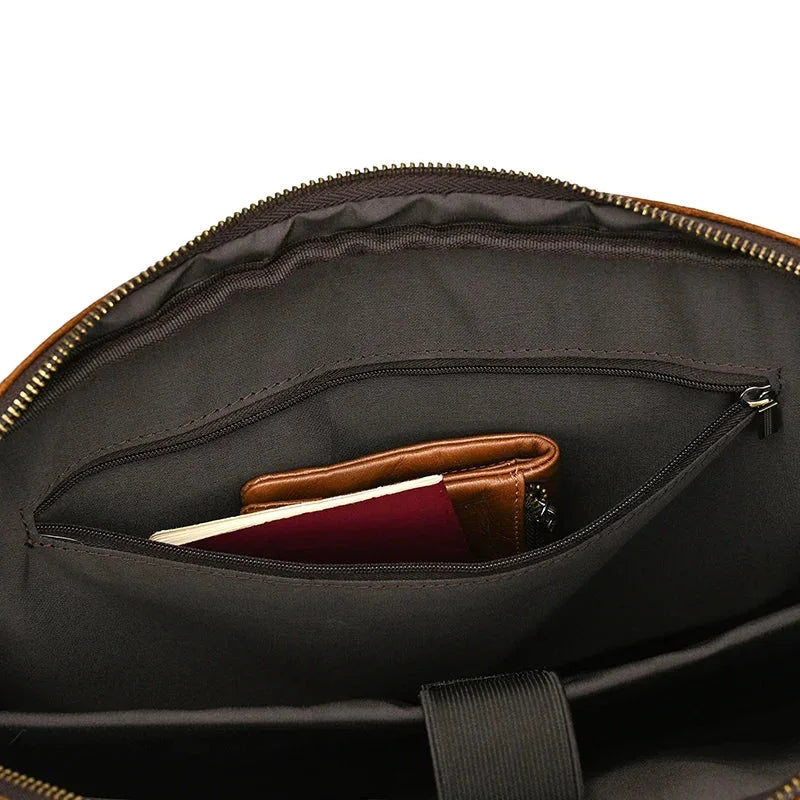 Men’s Leather Briefcase - Slim Full-Grain Work Bag