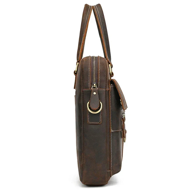 Men’s Leather Briefcase - Slim Full-Grain Work Bag