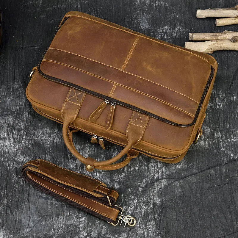 Men’s Leather Briefcase – Structured 15’’ Work Bag