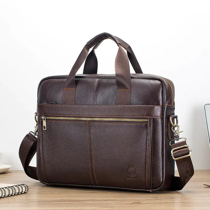 Men’s Leather Business Briefcase – Structured Work Laptop Bag