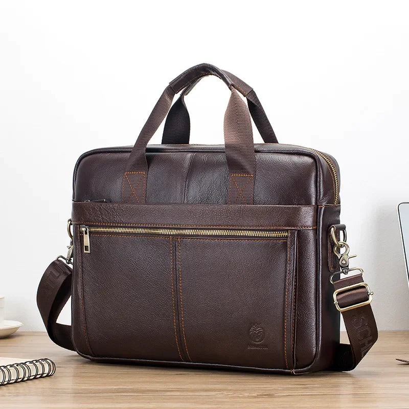 Men’s Leather Business Briefcase – Structured Work Laptop Bag