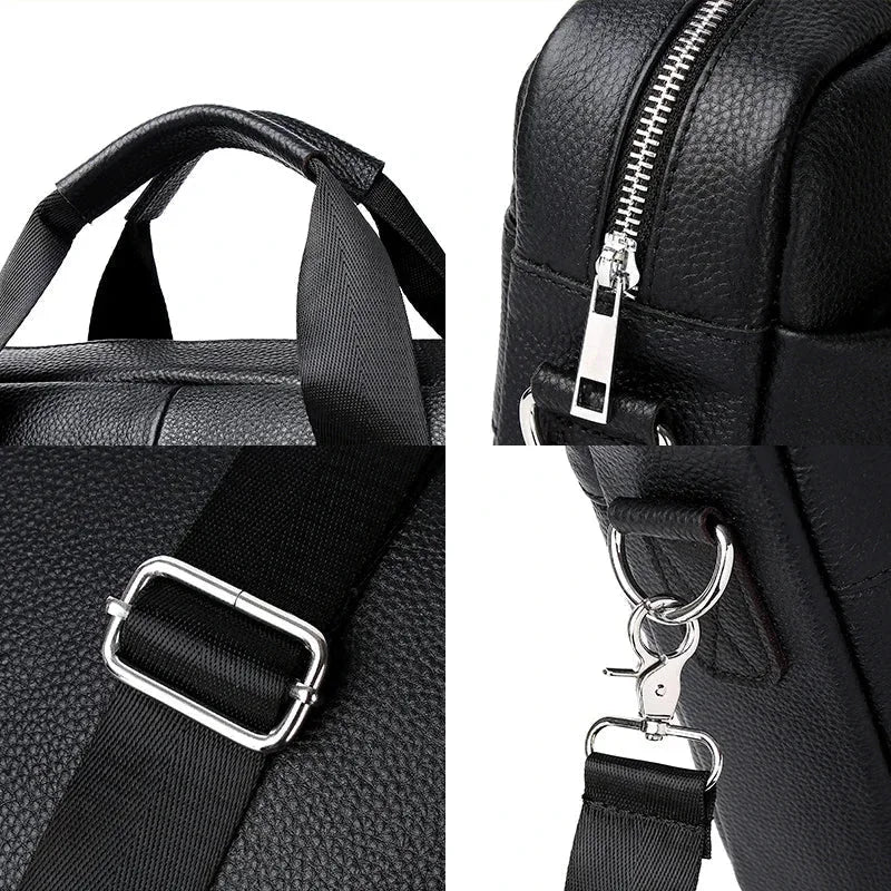 Men’s Leather Business Briefcase – Structured Work Laptop Bag