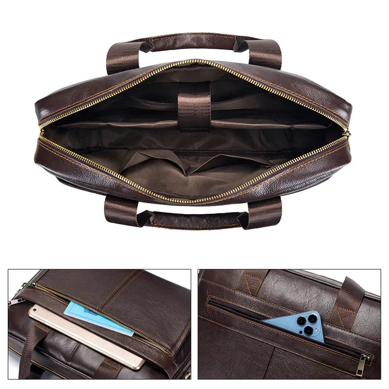 Men’s Leather Business Briefcase – Structured Work Laptop Bag