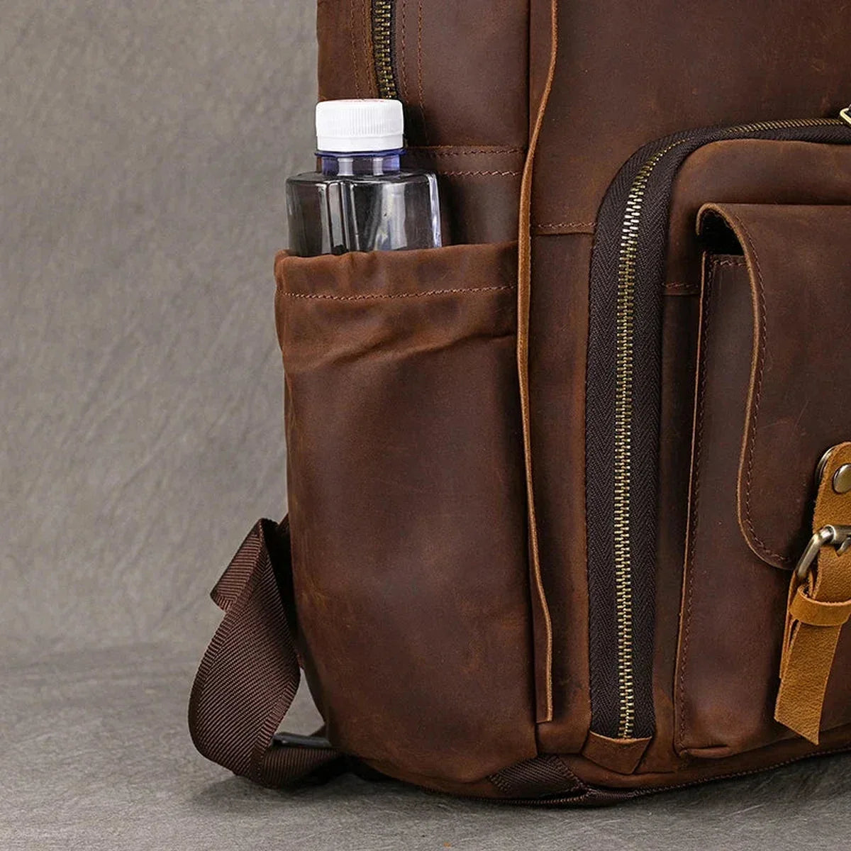 Men’s Leather Camera Backpack - Crazy Horse DSLR & Laptop Bag