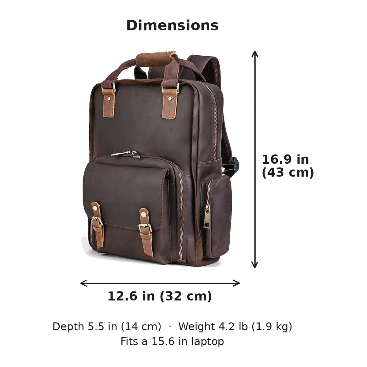 Men’s Leather Camera Backpack - Crazy Horse DSLR & Laptop Bag