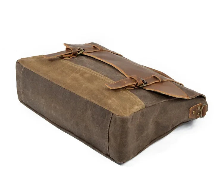 Men’s Leather Canvas Messenger Bag – Vintage Laptop Carry