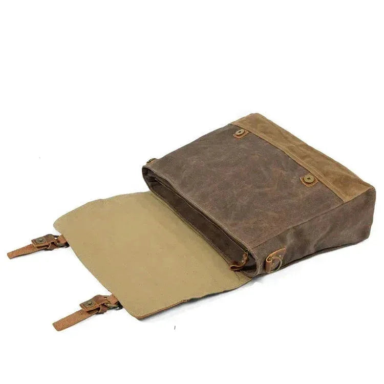 Men’s Leather Canvas Messenger Bag – Vintage Laptop Carry