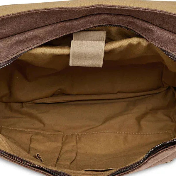 Men’s Leather Canvas Messenger Bag – Vintage Laptop Carry