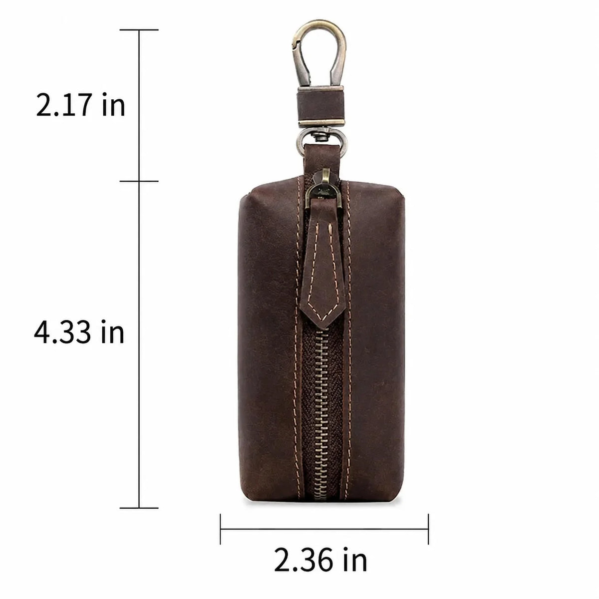 Men’s Leather Car Key Holder - Zip Pouch with Clip