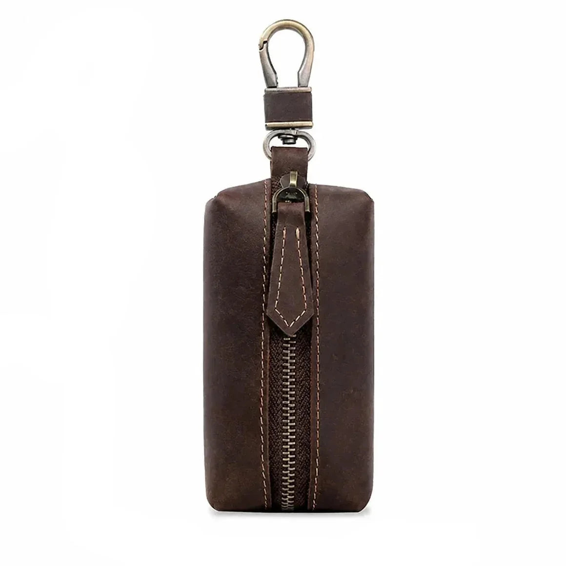 Men’s Leather Car Key Holder - Zip Pouch with Clip
