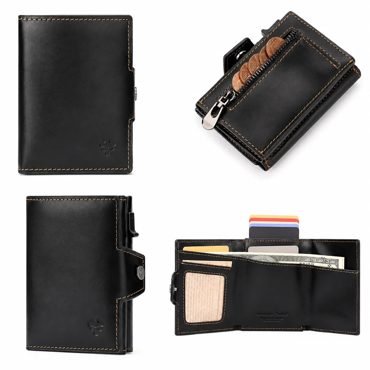 Men’s Leather Card Holder - RFID Wallet with Coin Pocket