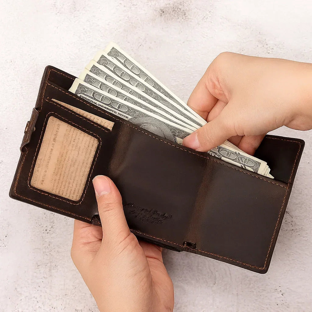 Men’s Leather Card Holder - RFID Wallet with Coin Pocket