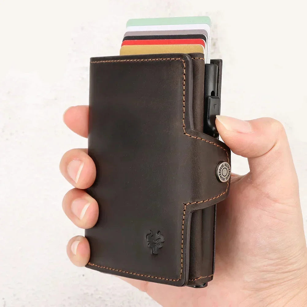 Men’s Leather Card Holder - RFID Wallet with Coin Pocket