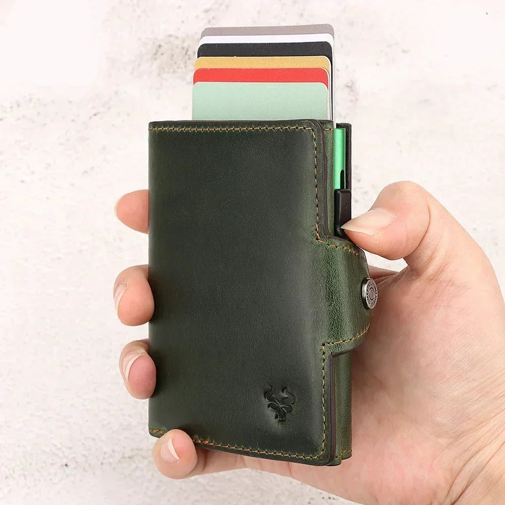 Men’s Leather Card Holder - RFID Wallet with Coin Pocket