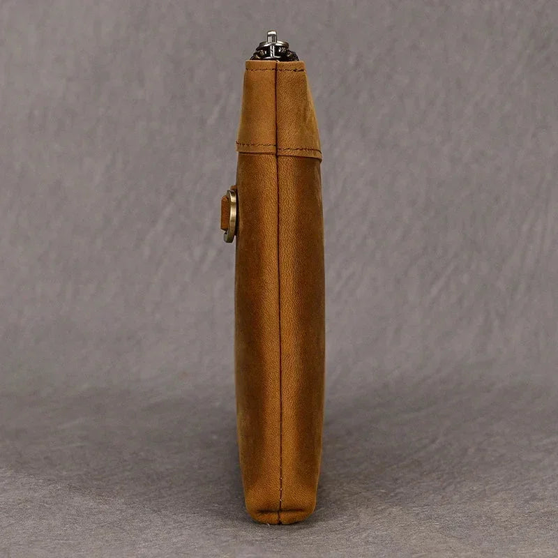 Men’s Leather Card Holder Wallet - 6-Slot Wrist Pouch