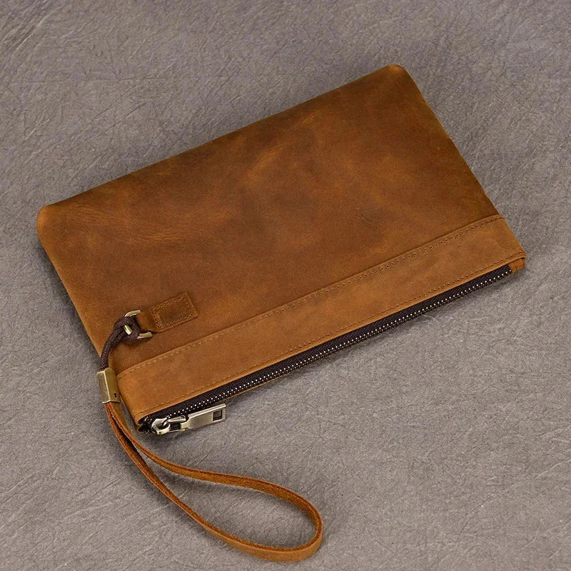 Men’s Leather Card Holder Wallet - 6-Slot Wrist Pouch